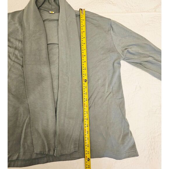 Athletic Works Light Dusty Blue French Terry Open Front Cardigan Shawl Collar L - Picture 8 of 12